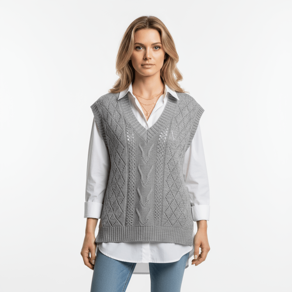 Strickweste Damen V-Ausschnitt