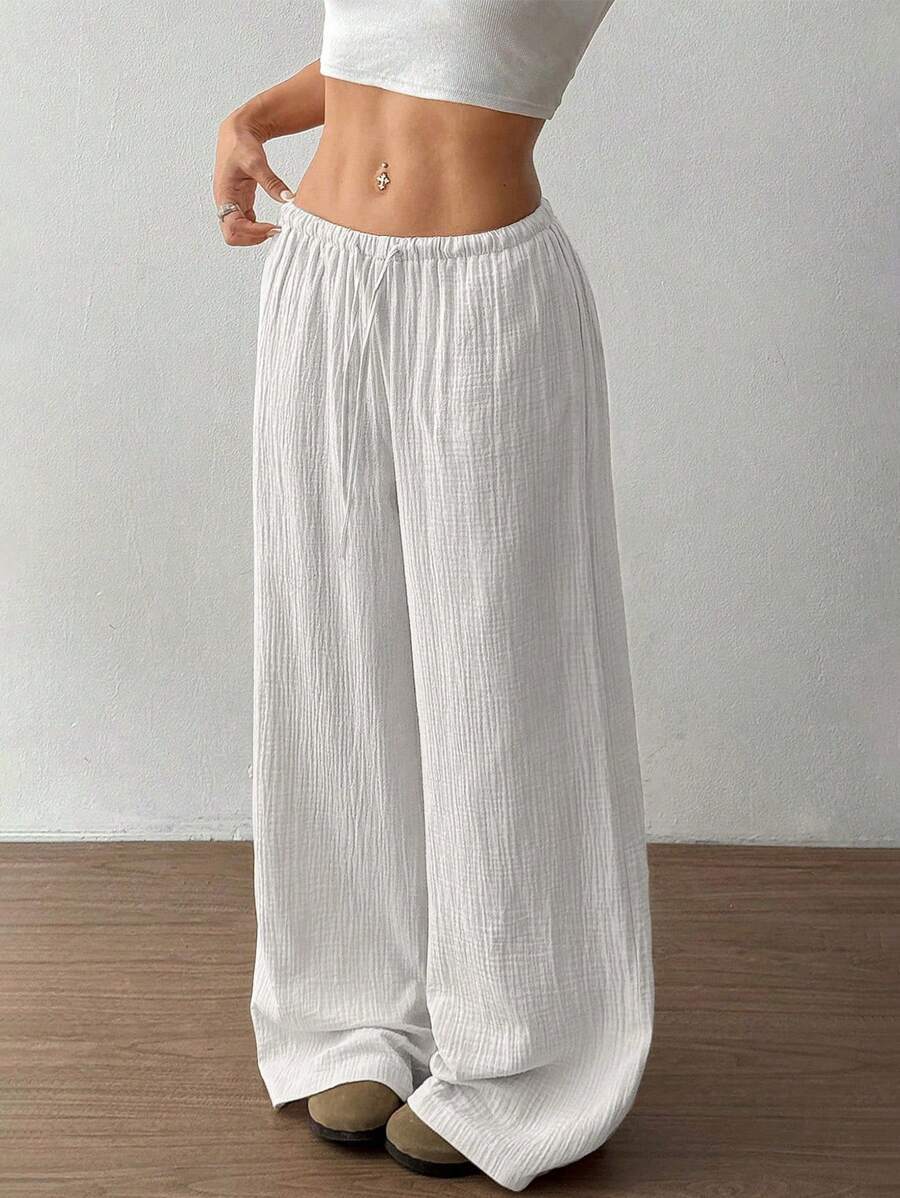 Svenja | Damen Weite Hose Elastischer Bund Kordelzug