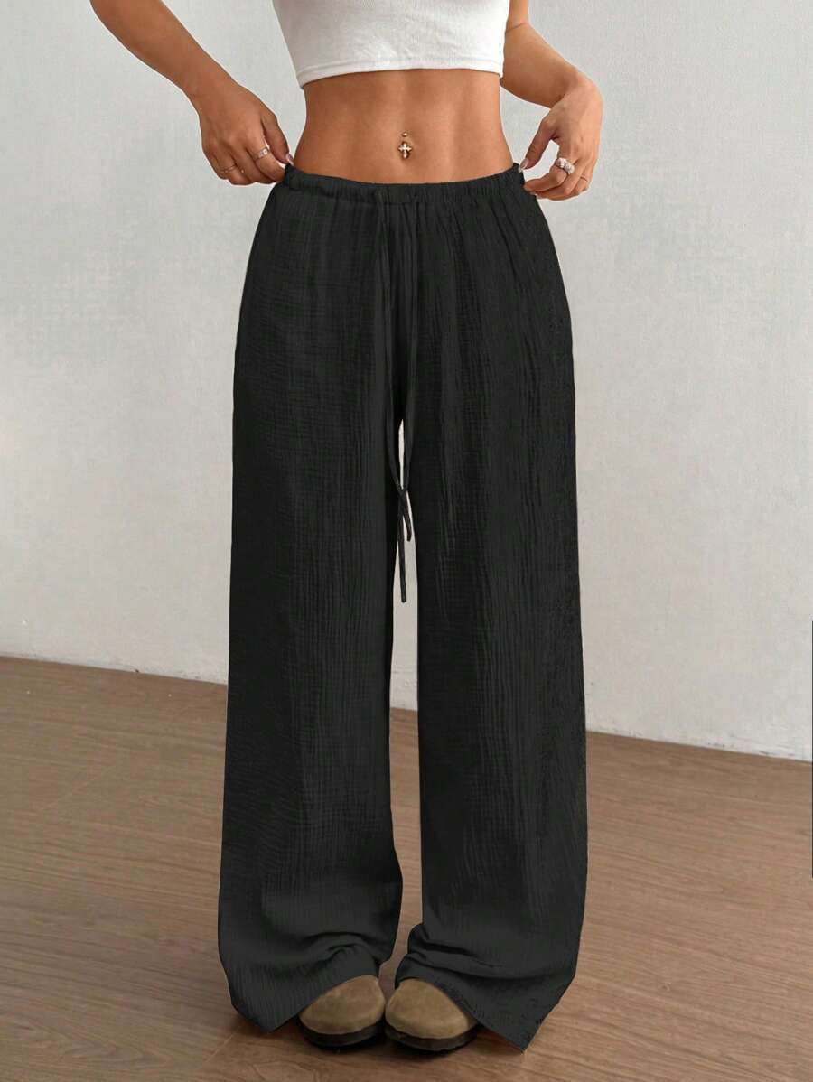 Svenja | Damen Weite Hose Elastischer Bund Kordelzug