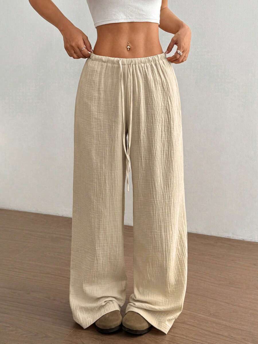 Svenja | Damen Weite Hose Elastischer Bund Kordelzug
