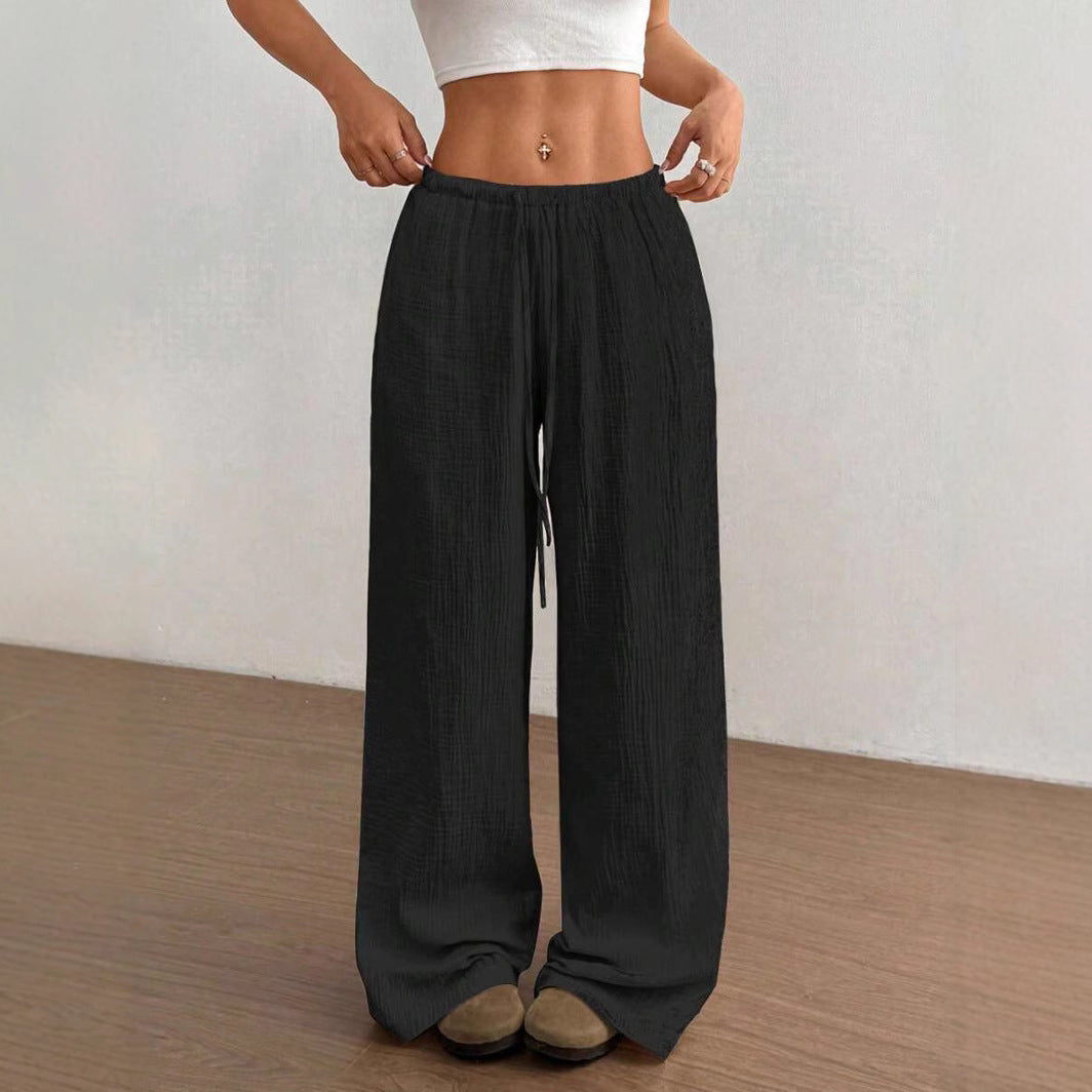Svenja | Damen Weite Hose Elastischer Bund Kordelzug