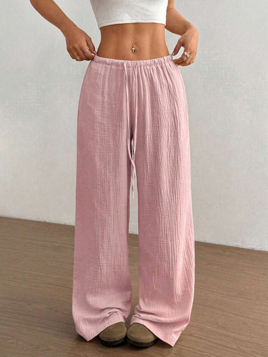 Svenja | Damen Weite Hose Elastischer Bund Kordelzug