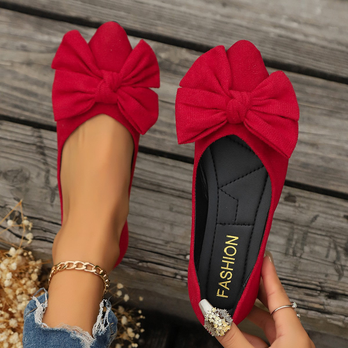 Sylvara | Damen Spitze Ballerinas mit Schleife