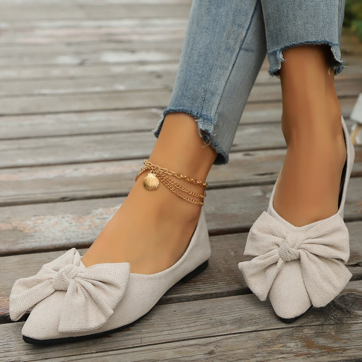 Sylvara | Damen Spitze Ballerinas mit Schleife