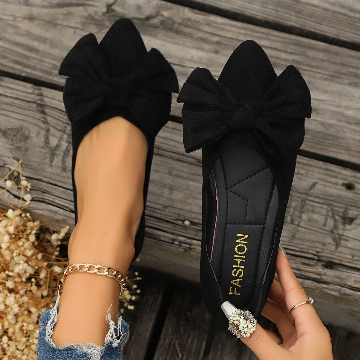 Sylvara | Damen Spitze Ballerinas mit Schleife