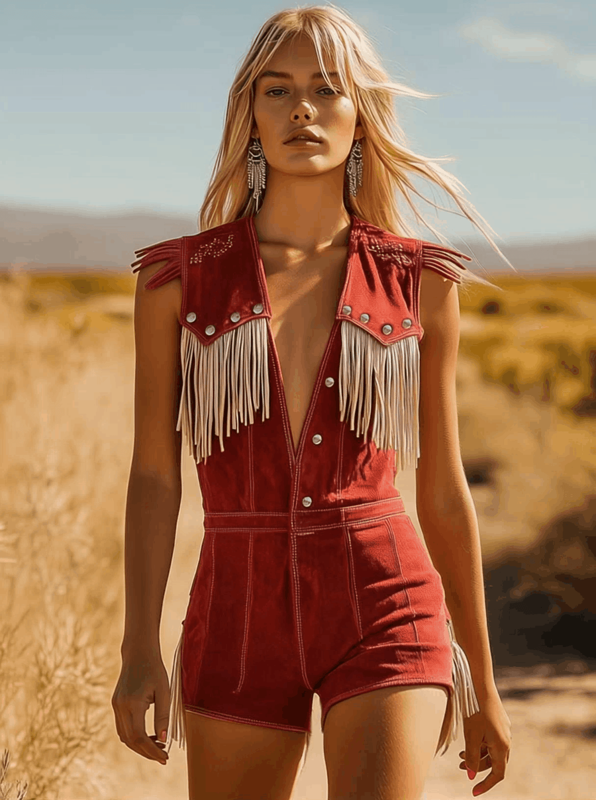 Tamara | Damen Fransen Jumpsuit Western Style