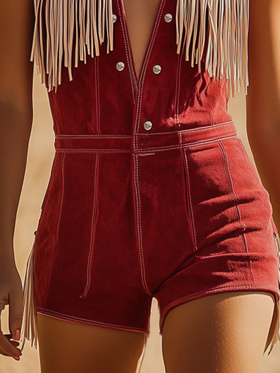 Tamara | Damen Fransen Jumpsuit Western Style