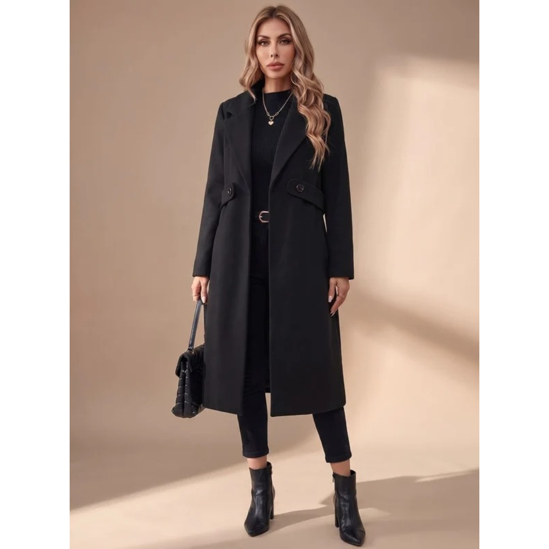 Tasnim | Damen Winterjacke mit Kragen und Taillengürtel
