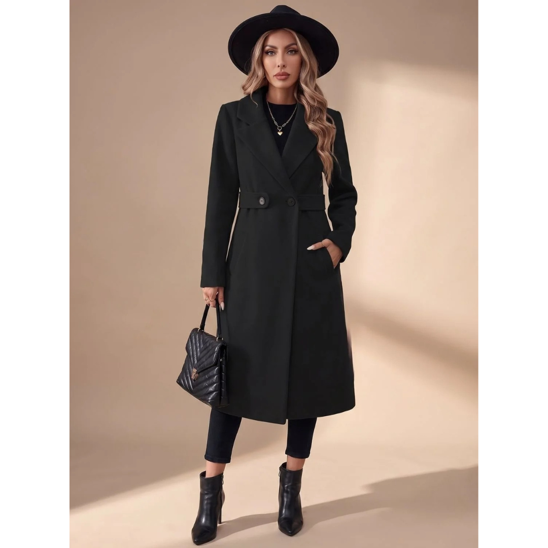 Tasnim | Damen Winterjacke mit Kragen und Taillengürtel