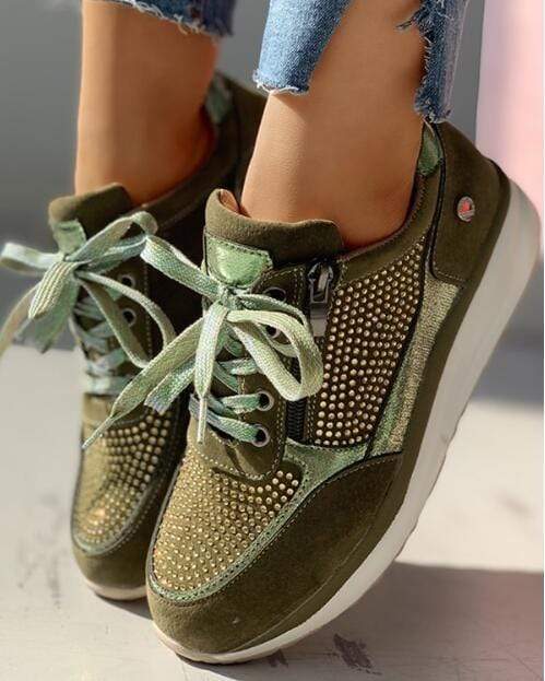 Tatjana | Damen Plateau Sneaker mit Schnürung