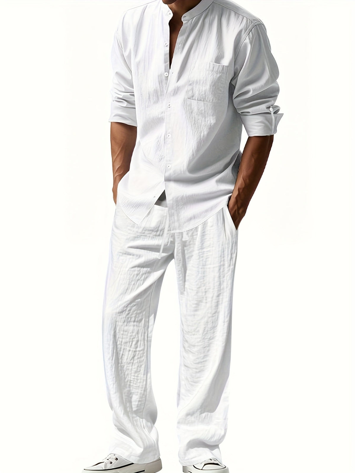 Theron | Herren Stehkragen Zweiteiler Hemd und Hose Set