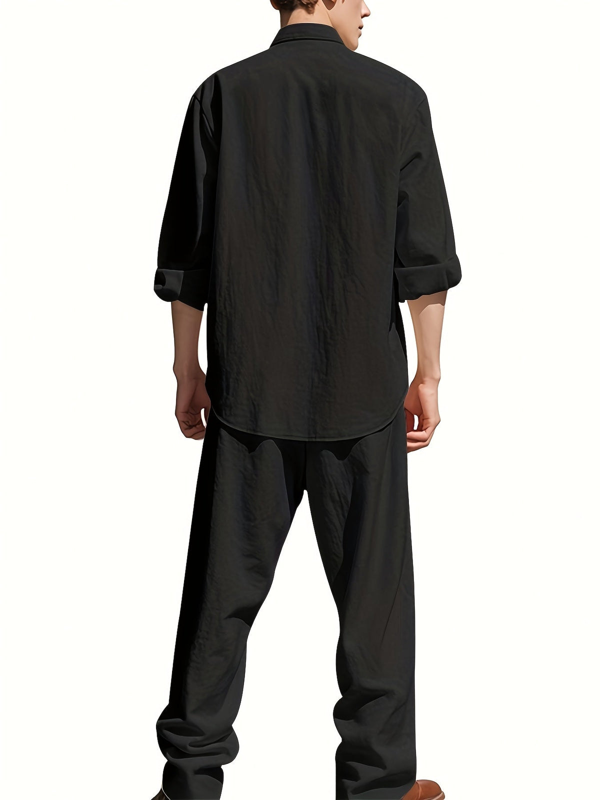 Theron | Herren Stehkragen Zweiteiler Hemd und Hose Set