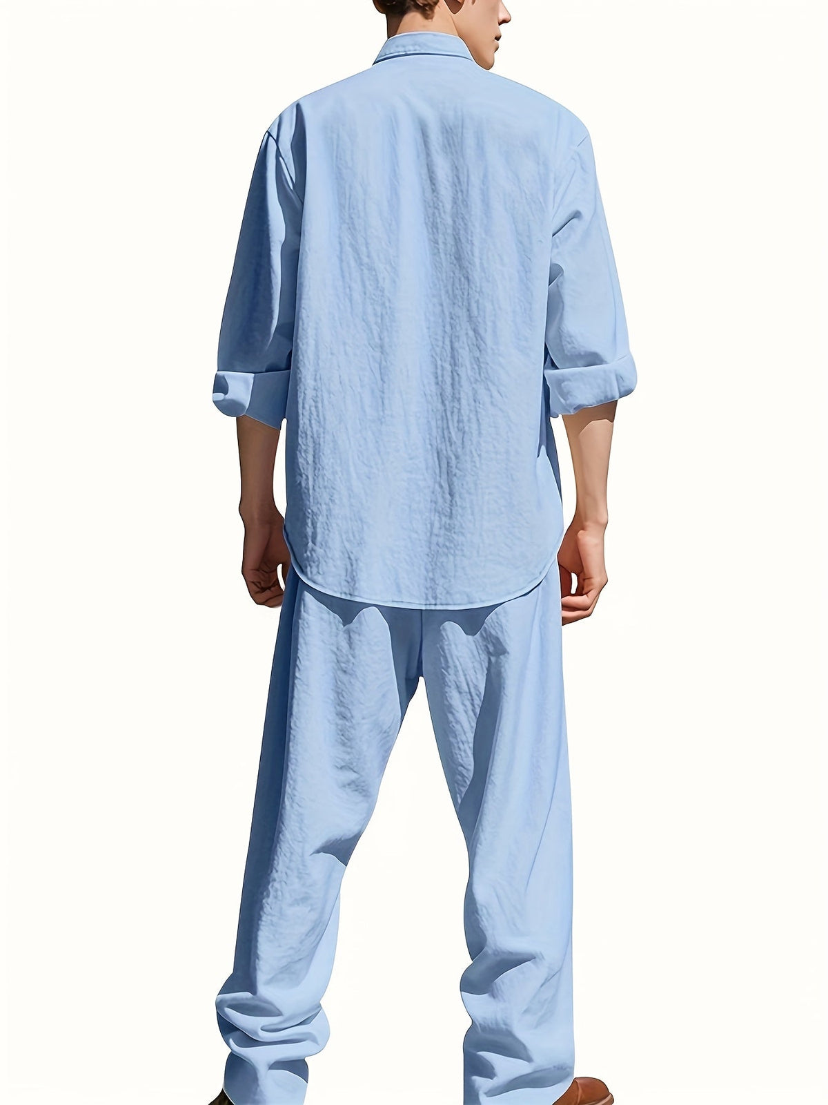 Theron | Herren Stehkragen Zweiteiler Hemd und Hose Set