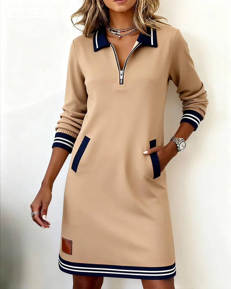 Thessalonica | Damen Kleid mit Reißverschluss und Taschen