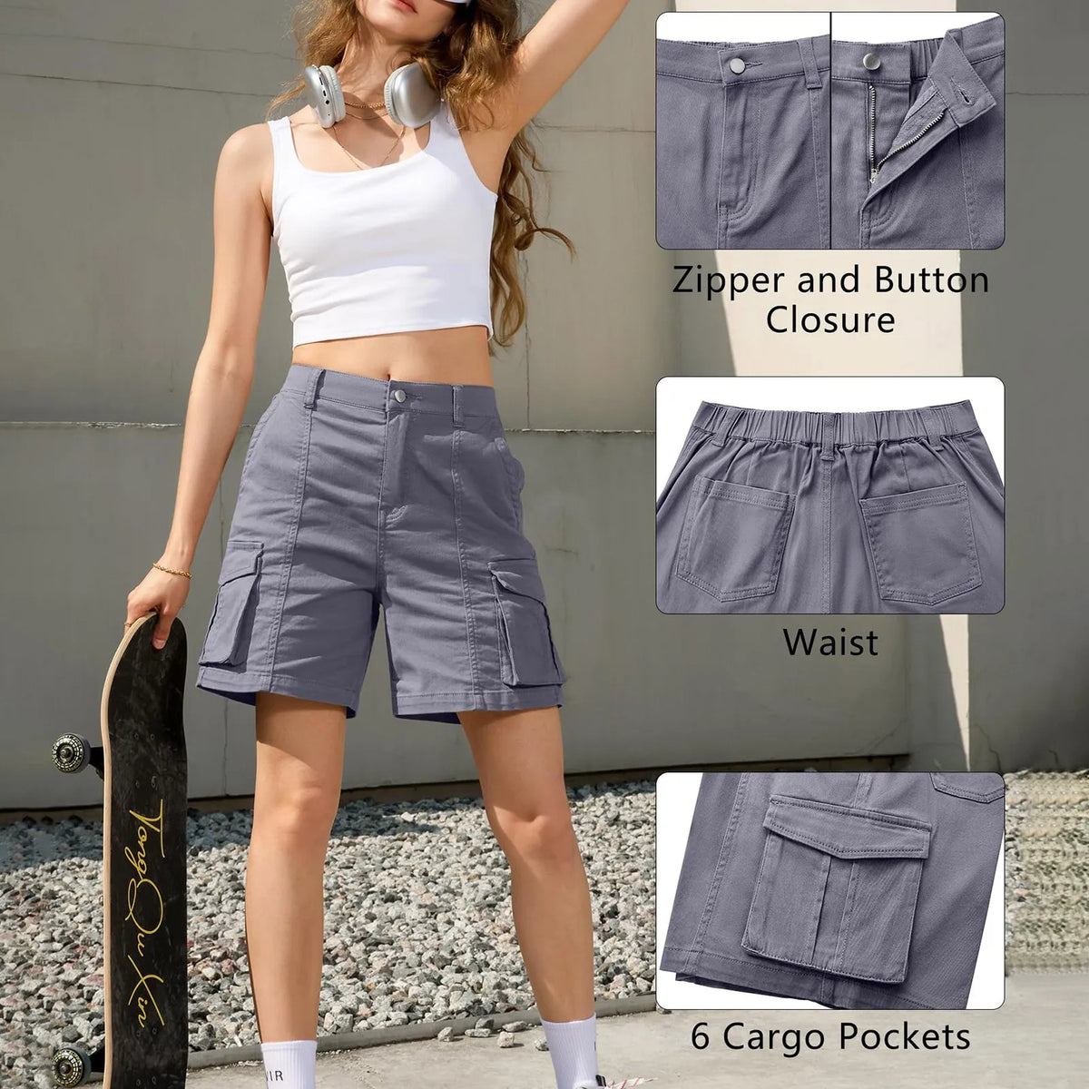 Tilda | Damen Cargo Shorts mit Cargotaschen Relaxed Fit