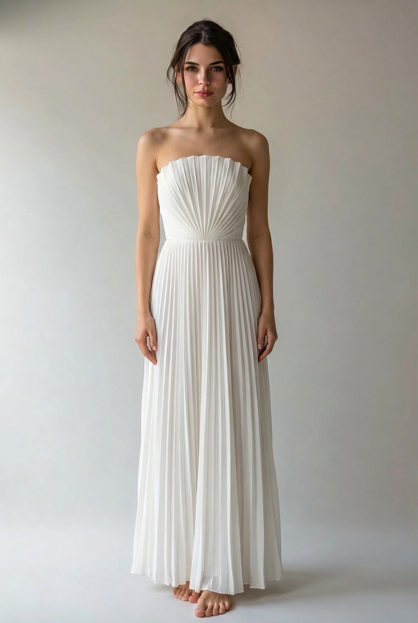 Ekaterina | Damen Plissee Maxikleid Fließend Elegant