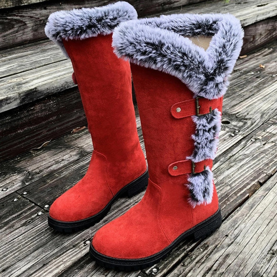 Valentina | Damen Orthopädische Gefütterte Stiefel mit Fell Detail und Schnallen