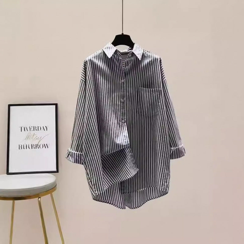 Venka | Damen Gestreiftes Oversize Hemd Langarm