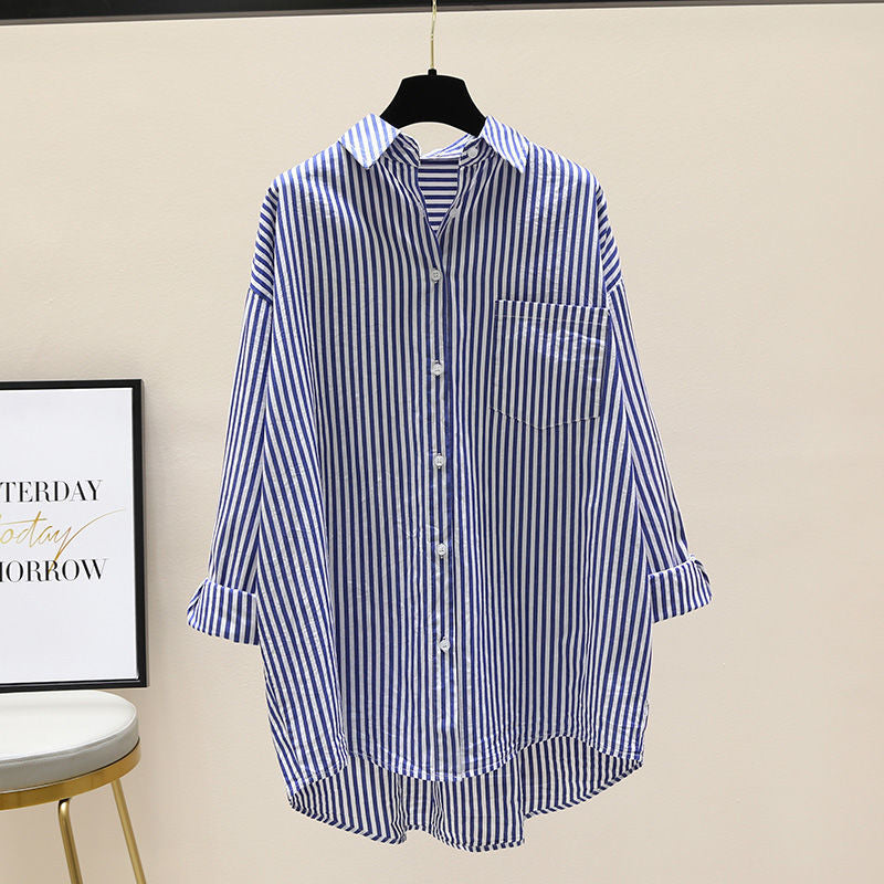 Venka | Damen Gestreiftes Oversize Hemd Langarm