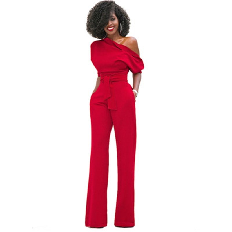 Veronica | Damen One Shoulder Weites Bein Jumpsuit