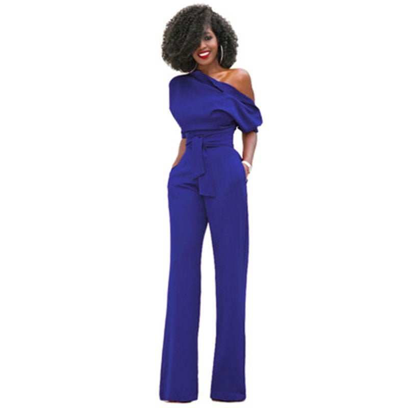 Veronica | Damen One Shoulder Weites Bein Jumpsuit