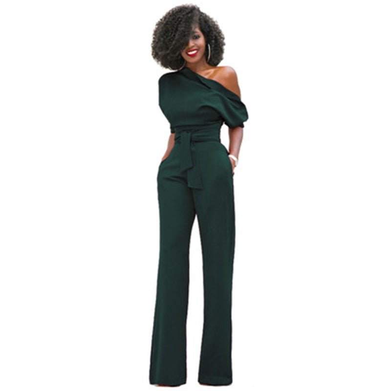 Veronica | Damen One Shoulder Weites Bein Jumpsuit