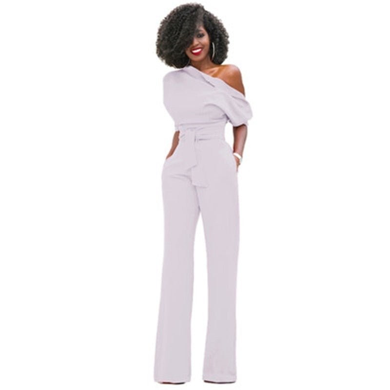 Veronica | Damen One Shoulder Weites Bein Jumpsuit