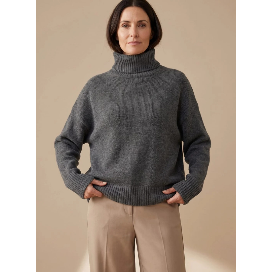 Veronika | Damen Rollkragenpullover mit Oversize Schnitt, Langarm und Weitem Körper