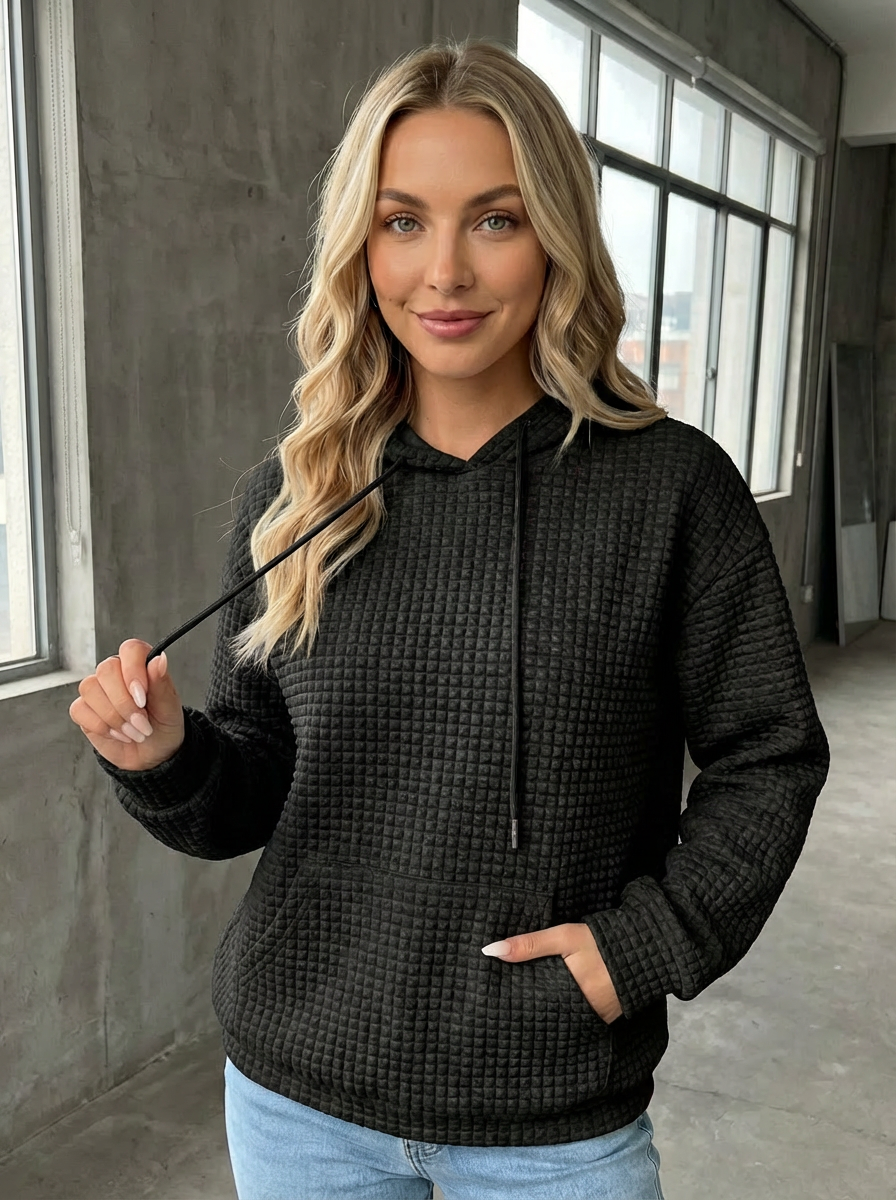 Mila | Waffelstrick Kapuzenpullover Damen