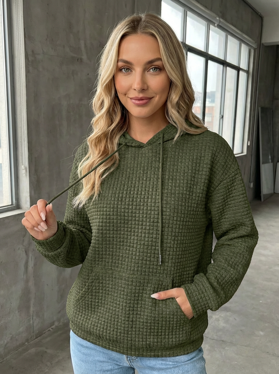 Mila | Waffelstrick Kapuzenpullover Damen