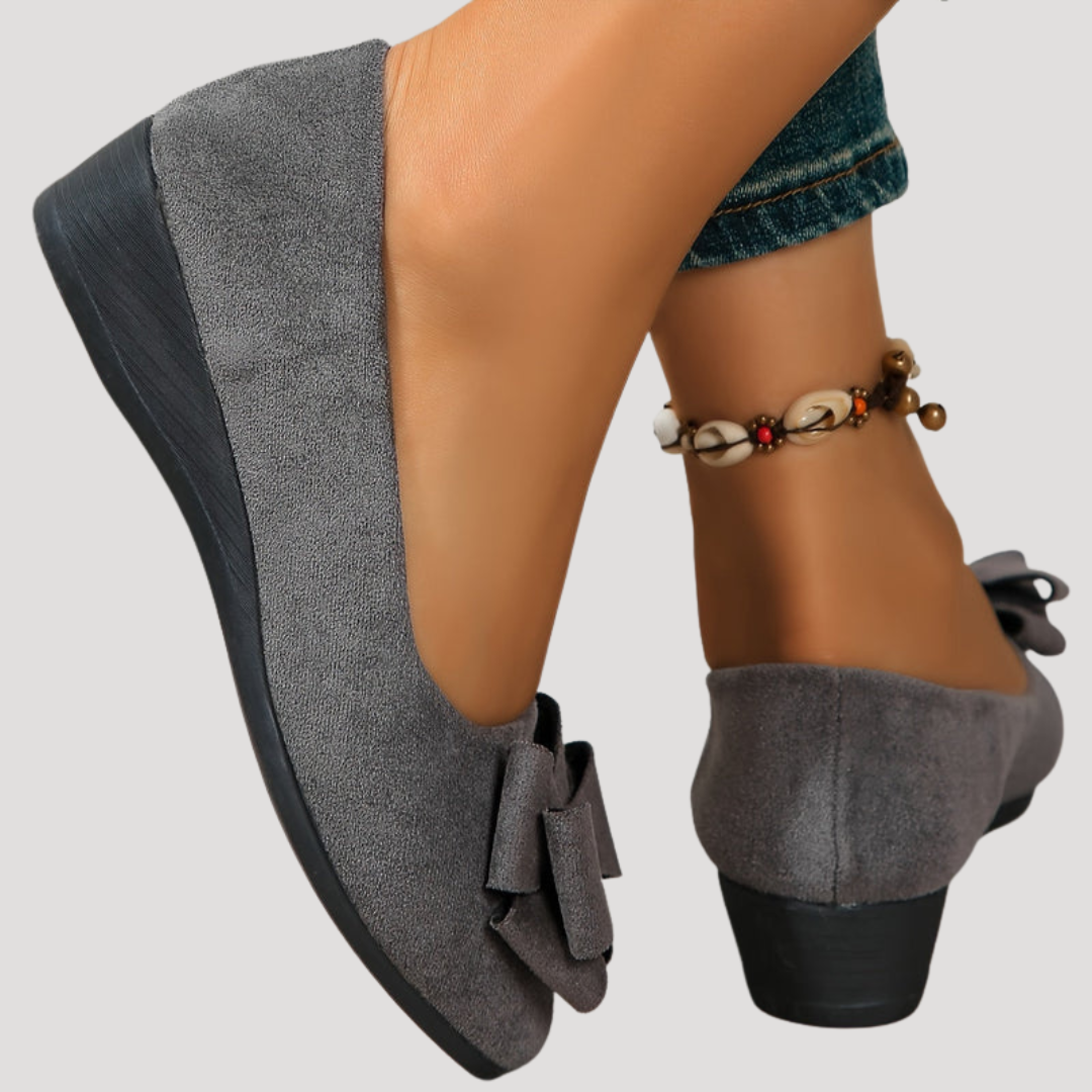 Wiktoria | Damen Keilabsatz Ballerinas mit Schleife