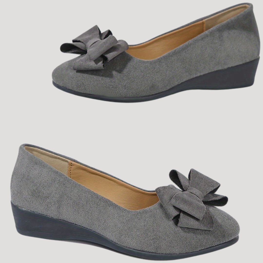 Wiktoria | Damen Keilabsatz Ballerinas mit Schleife