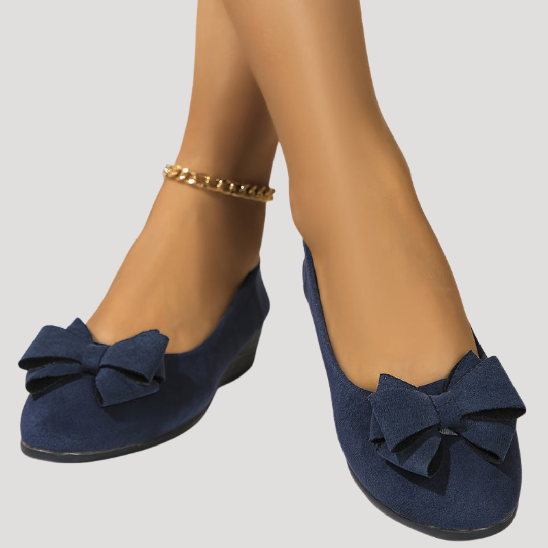 Wiktoria | Damen Keilabsatz Ballerinas mit Schleife