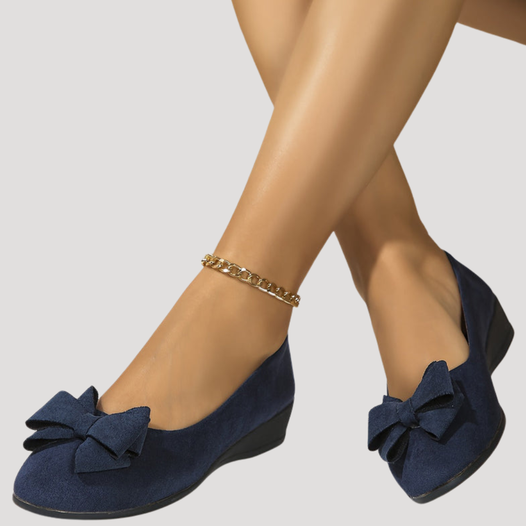 Wiktoria | Damen Keilabsatz Ballerinas mit Schleife