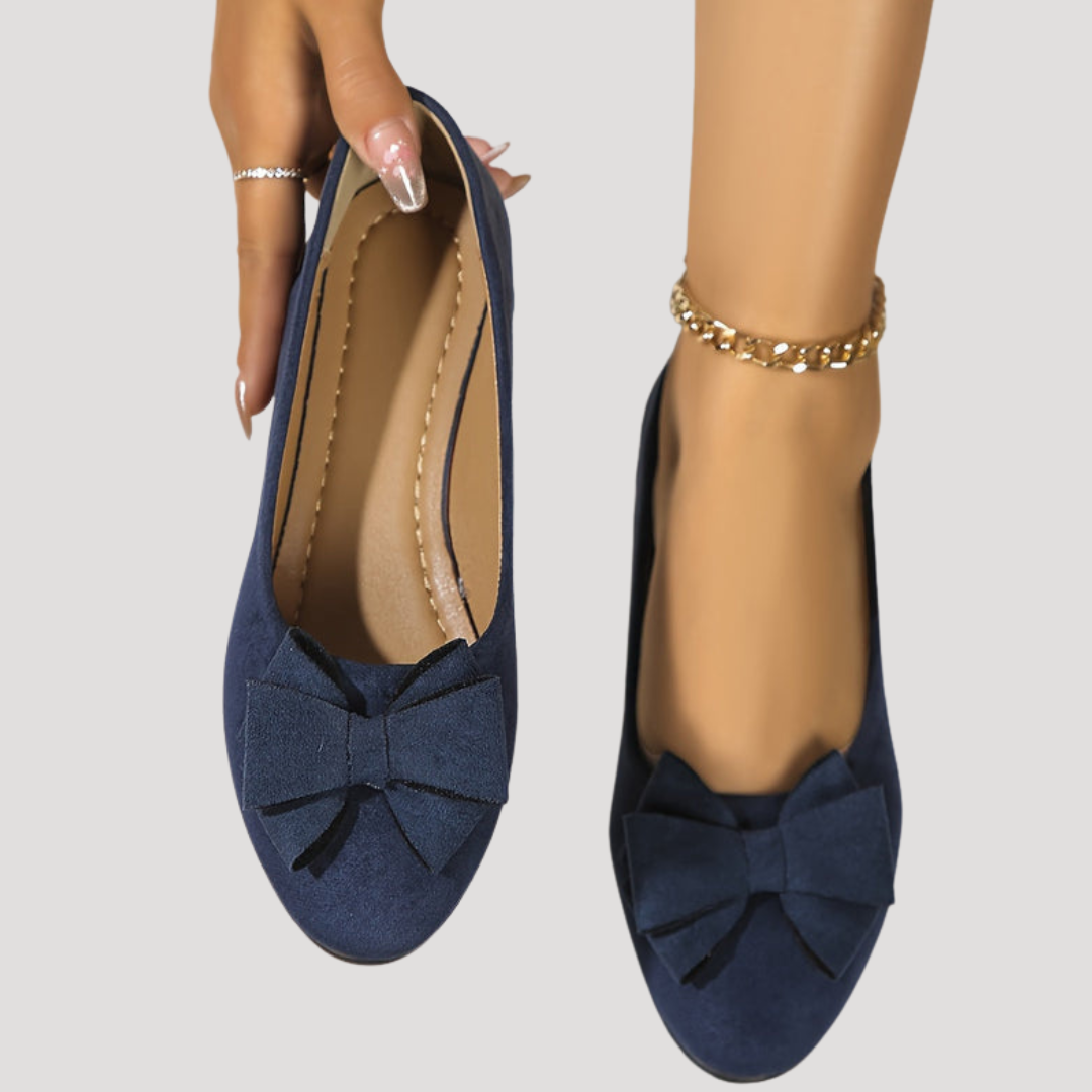 Wiktoria | Damen Keilabsatz Ballerinas mit Schleife