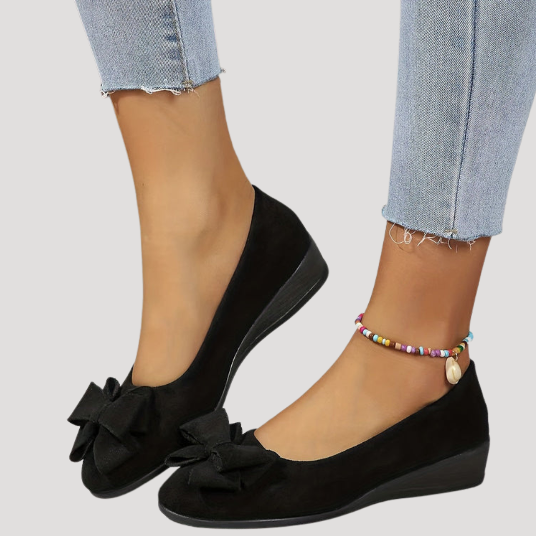 Wiktoria | Damen Keilabsatz Ballerinas mit Schleife