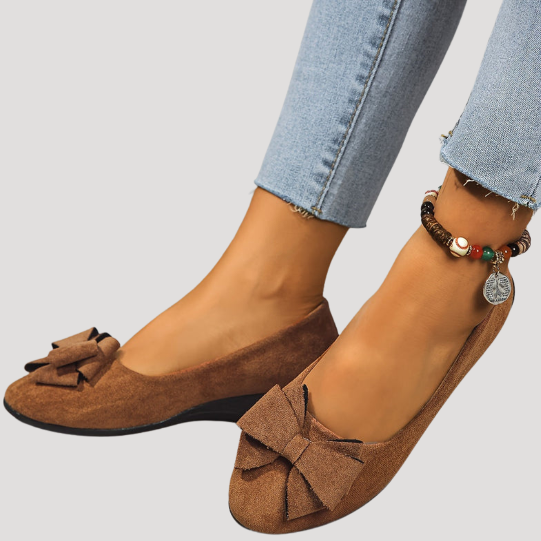 Wiktoria | Damen Keilabsatz Ballerinas mit Schleife