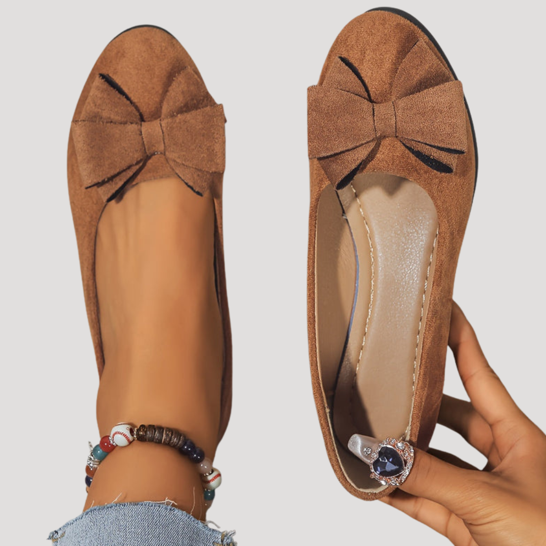 Wiktoria | Damen Keilabsatz Ballerinas mit Schleife