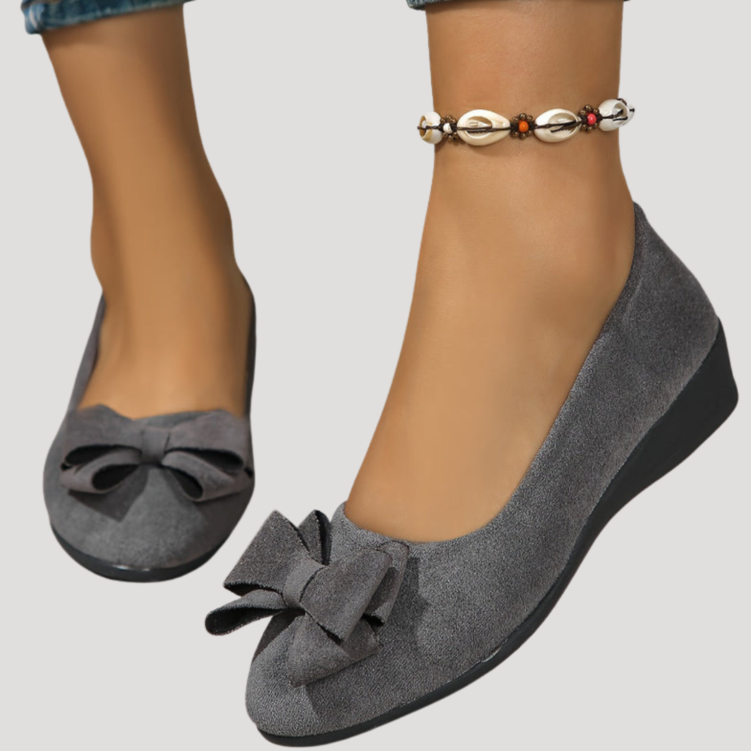 Wiktoria | Damen Keilabsatz Ballerinas mit Schleife