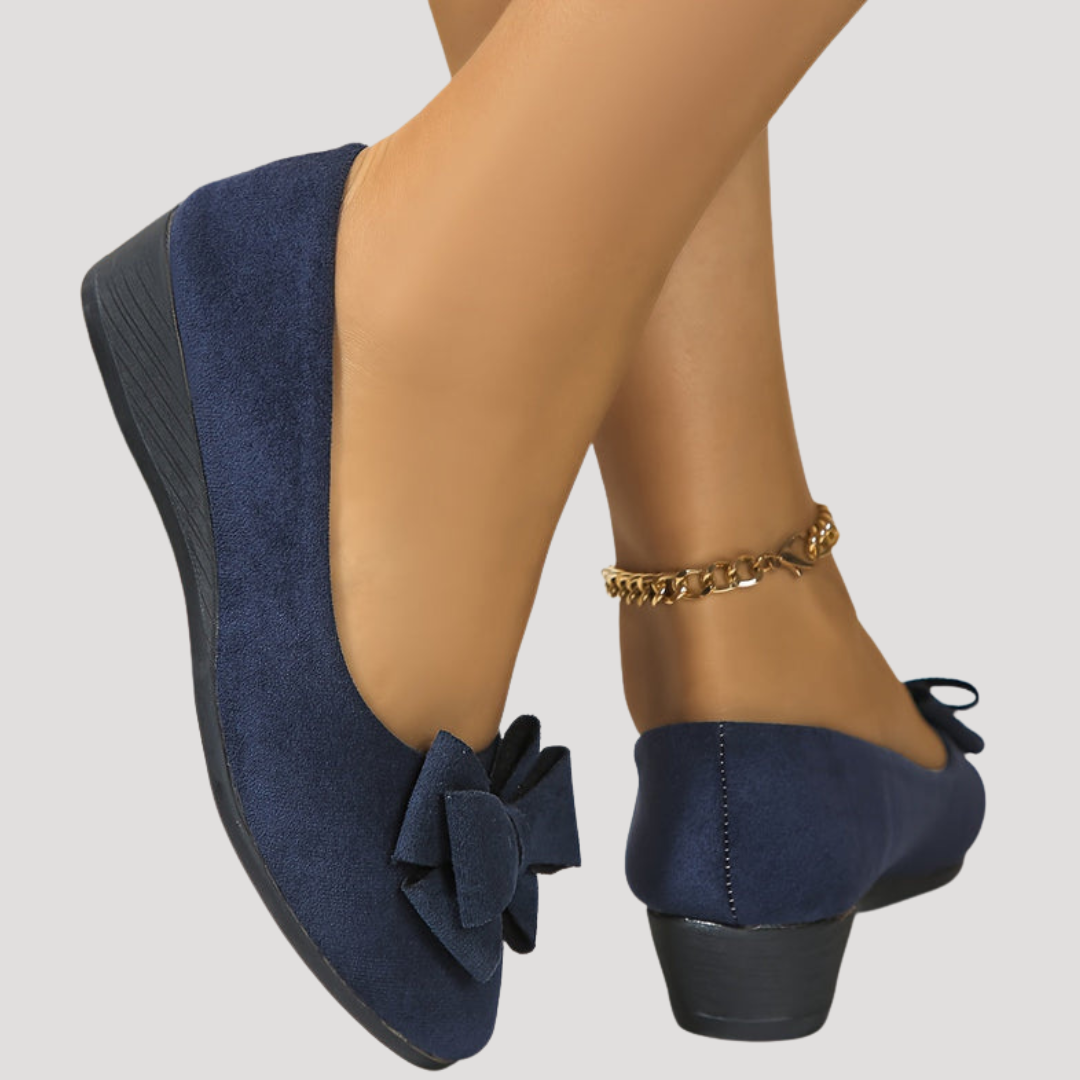 Wiktoria | Damen Keilabsatz Ballerinas mit Schleife
