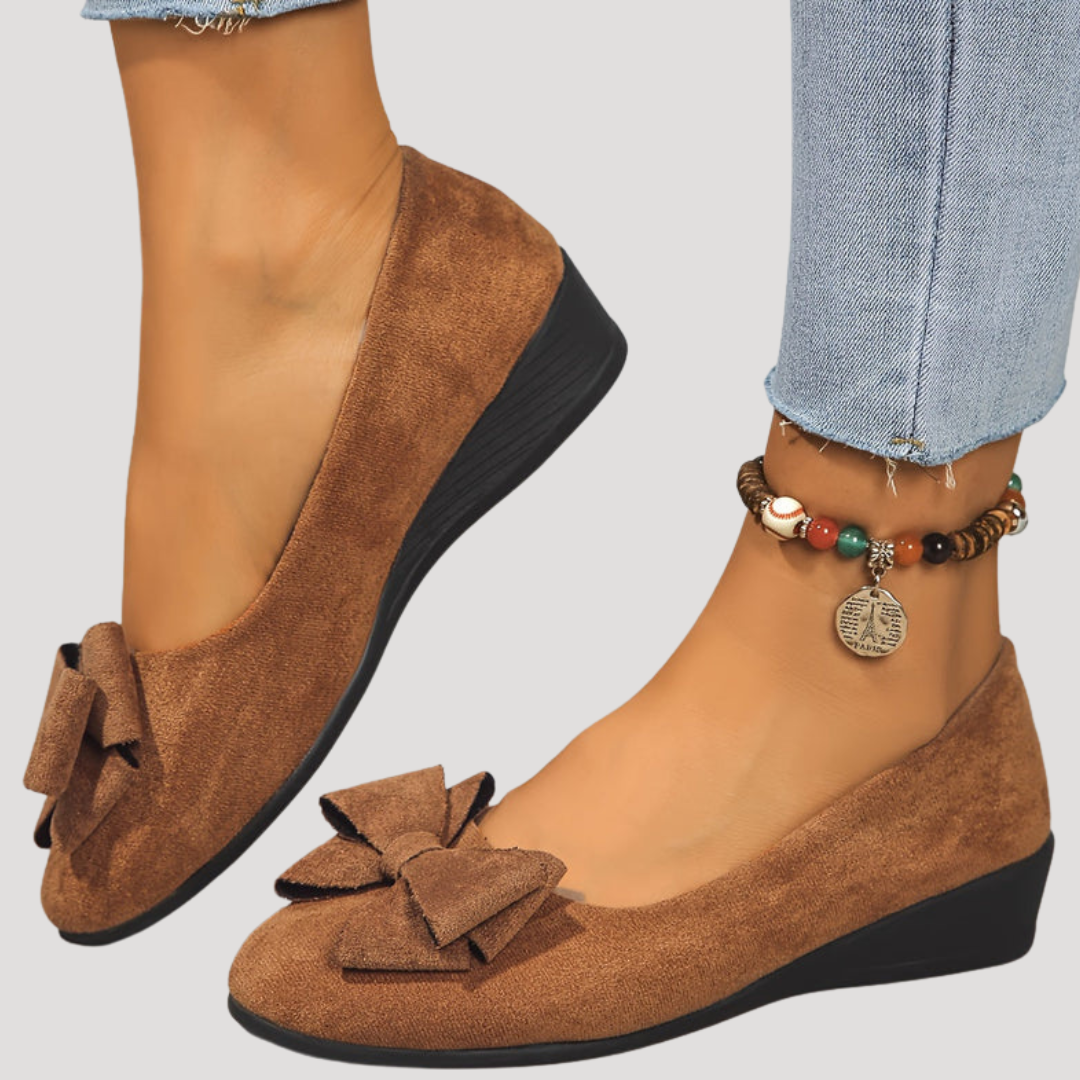 Wiktoria | Damen Keilabsatz Ballerinas mit Schleife