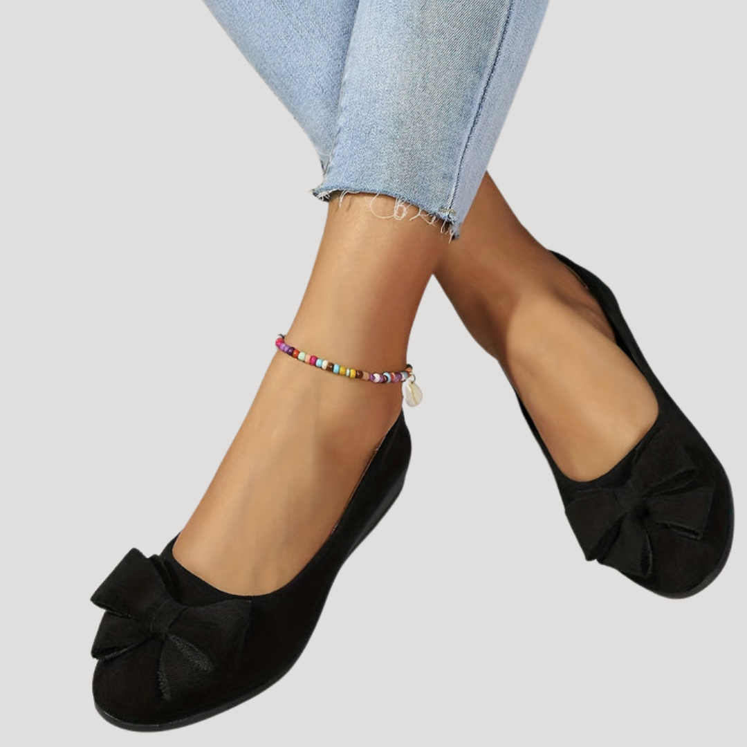 Wiktoria | Damen Keilabsatz Ballerinas mit Schleife
