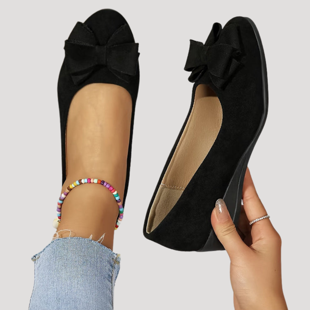 Wiktoria | Damen Keilabsatz Ballerinas mit Schleife