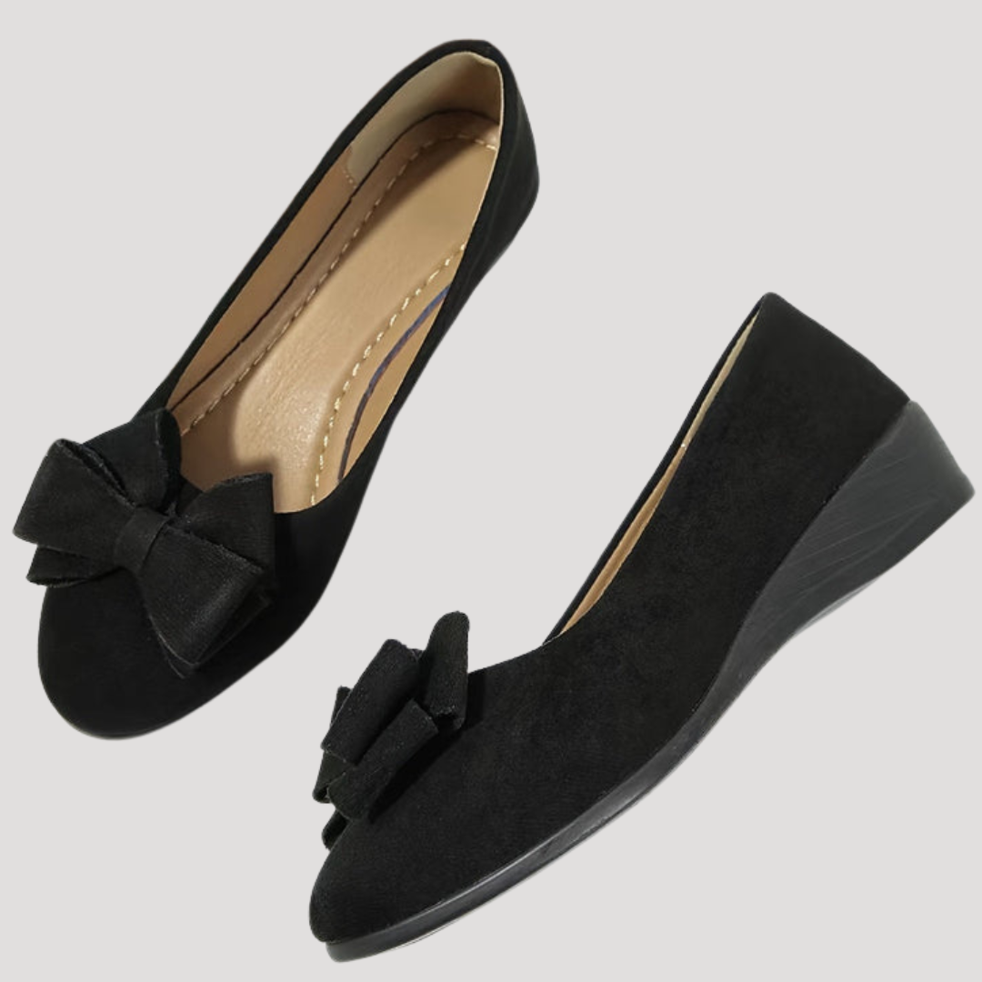Wiktoria | Damen Keilabsatz Ballerinas mit Schleife