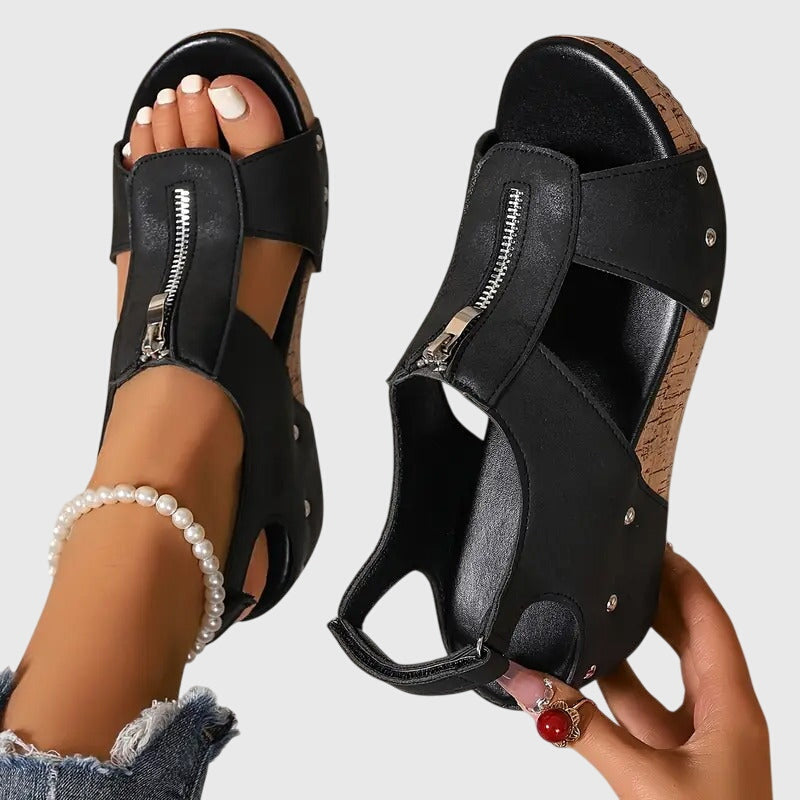 Wilhelmina | Damen Orthopädische Sandalen mit Reißverschluss