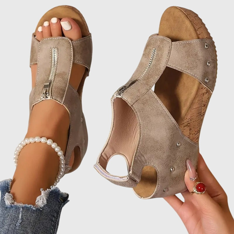 Wilhelmina | Damen Orthopädische Sandalen mit Reißverschluss