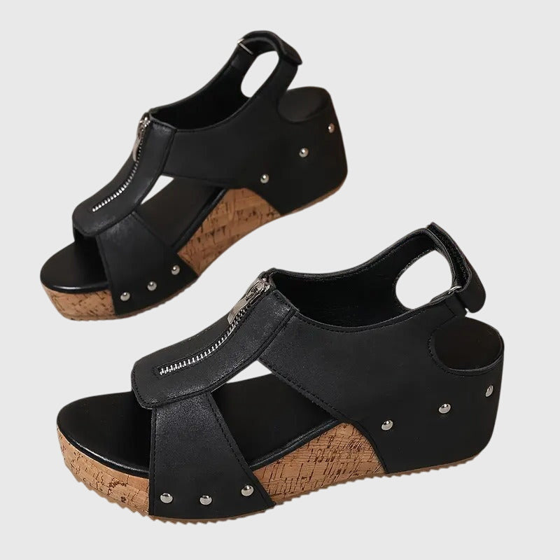 Wilhelmina | Damen Orthopädische Sandalen mit Reißverschluss