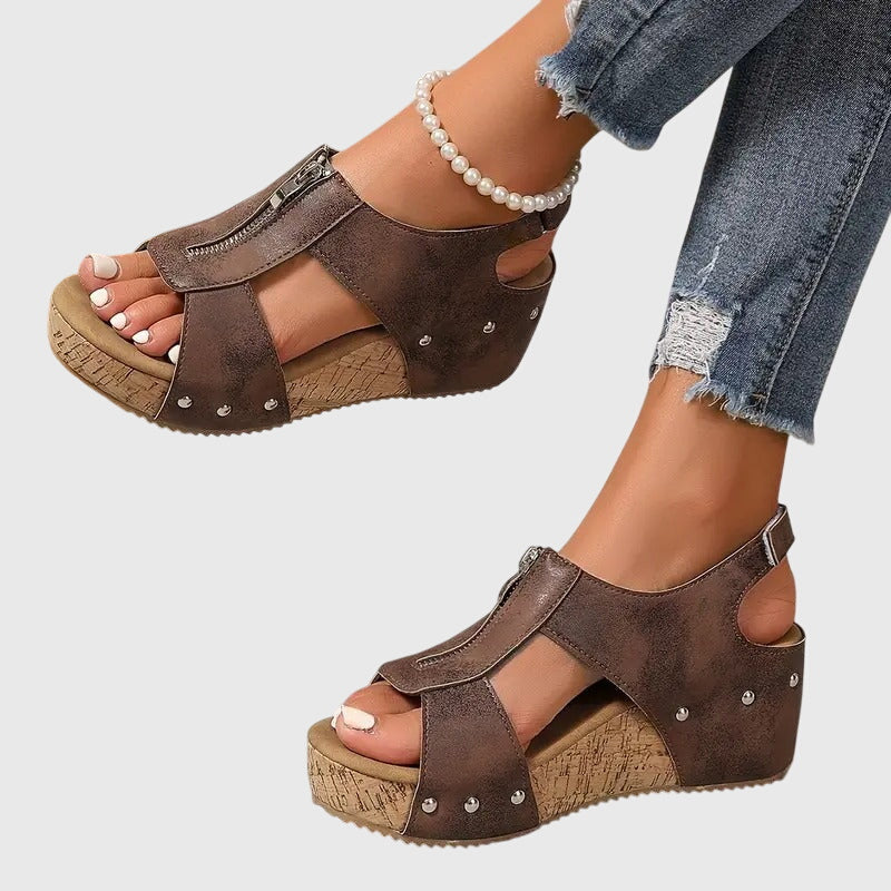 Wilhelmina | Damen Orthopädische Sandalen mit Reißverschluss