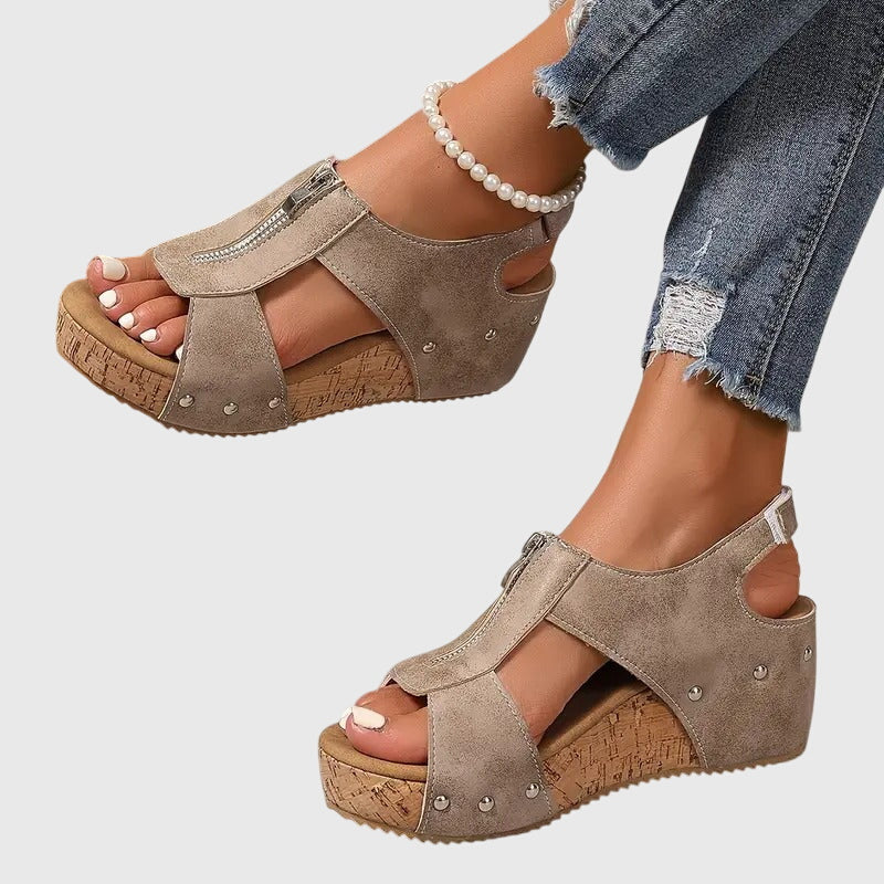 Wilhelmina | Damen Orthopädische Sandalen mit Reißverschluss