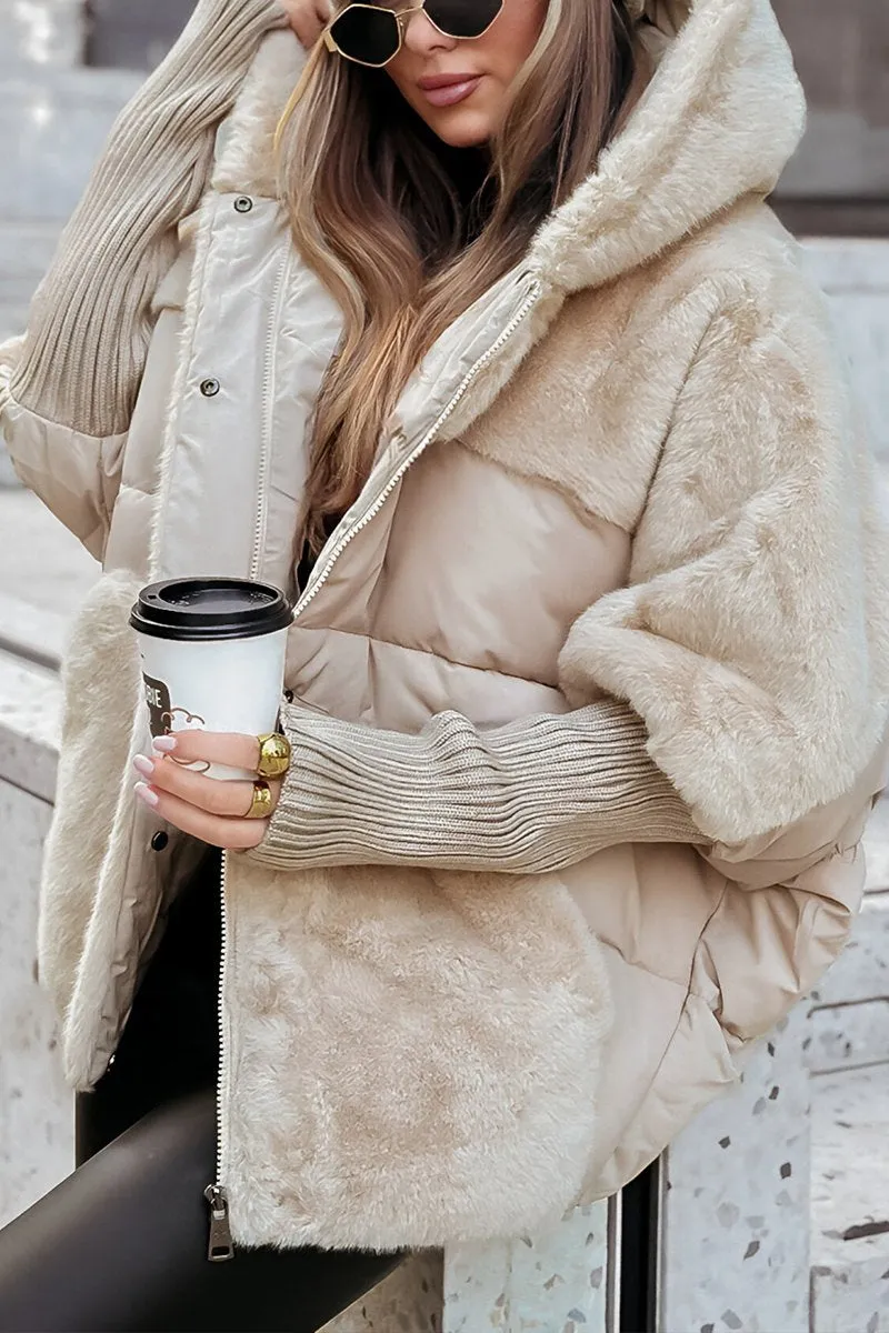 Winterjacke Damen Oversized mit Teddyfutter